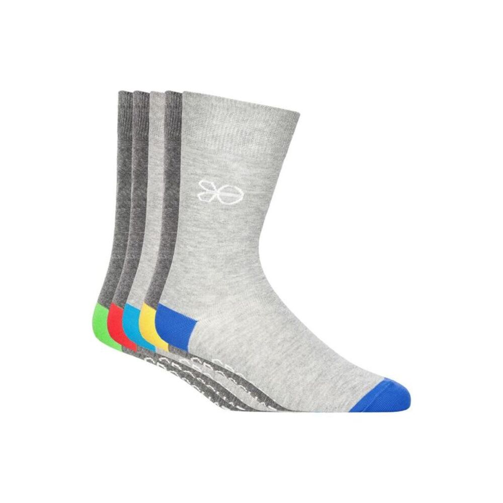 Crosshatch Mens Posical Logo Crew Socks (Pack of 5) / Gray/Multicolored